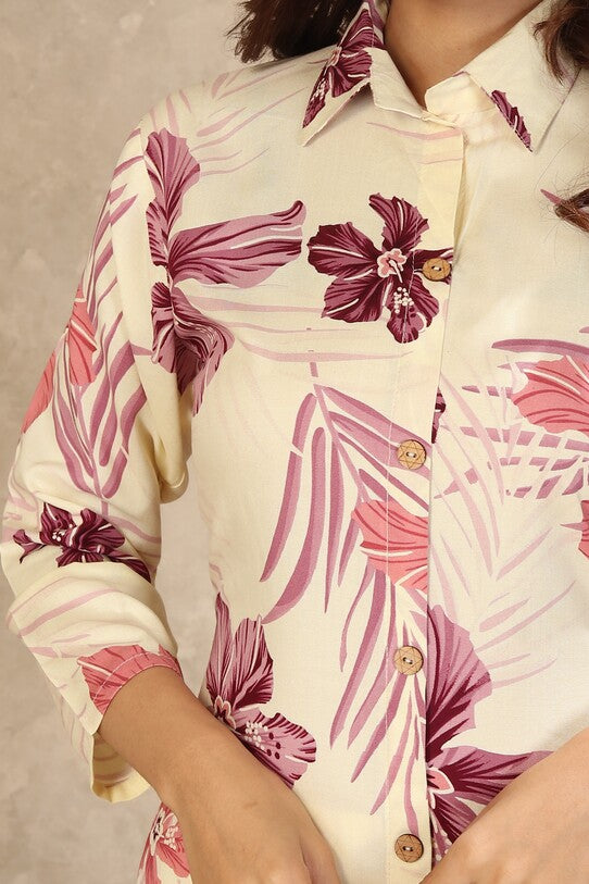 Ivory White Floral Print Co-ord Set